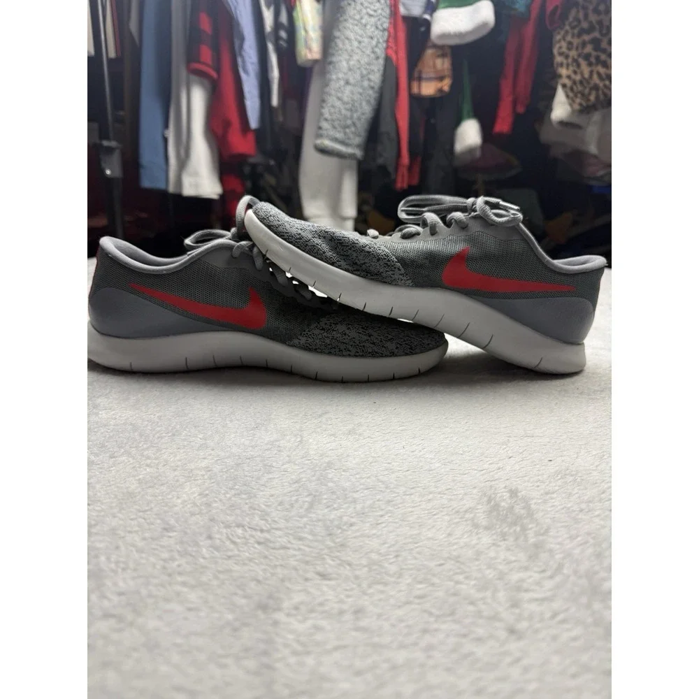 Nike Flex Contact Men's Low Top Running Sneakers Cool Grey/Red 908983-006